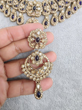 Blue Shadow Stones Kundan Necklace Set/Stone Kundan Choker/Bollywood Jewelry/ Indian jewelry/Pakistani necklace/ punjabi/indian wedding