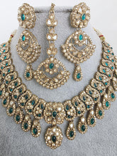 Green Shadow Stones Kundan Necklace Set/Stone Kundan Choker/Bollywood Jewelry/ Indian jewelry/Pakistani necklace/ punjabi/indian wedding