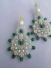 Green Long Cocktail CZ Diamond Earring, American Diamond earrings/Indian Jewelry/Pakistani Jewelry,CZ earrings/AD earrings/Gift for her