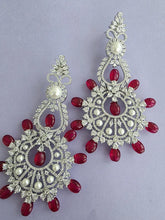 Ruby Long Cocktail CZ Diamond Earring, American Diamond earrings/Indian Jewelry/Pakistani Jewelry,CZ earrings/AD earrings/Gift for her