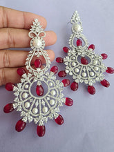 Ruby Long Cocktail CZ Diamond Earring, American Diamond earrings/Indian Jewelry/Pakistani Jewelry,CZ earrings/AD earrings/Gift for her