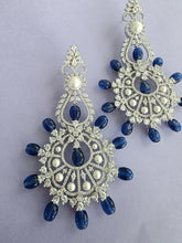 Blue Long Cocktail CZ Diamond Earring, American Diamond earrings/Indian Jewelry/Pakistani Jewelry,CZ earrings/AD earrings/Gift for her