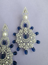 Blue Long Cocktail CZ Diamond Earring, American Diamond earrings/Indian Jewelry/Pakistani Jewelry,CZ earrings/AD earrings/Gift for her