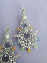 Multi Long Cocktail CZ Diamond Earring, American Diamond earrings/Indian Jewelry/Pakistani Jewelry,CZ earrings/AD earrings/Gift for her