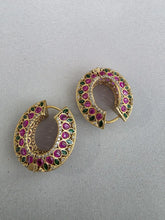 RubyGreen Moissanite Gold-plated polki Hoop Earrings/Bali/Traditional earrings/Trendy earrings/Statement earrings/Bridal /Pakistani/Punjabi