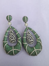 Green CZ Nano Korean Diamond earrings/diamond earrings/Indian/Pakistani/Bollywood/CZ earrings/AD earrings/Statement earrings/Gift for her