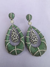 Green CZ Nano Korean Diamond earrings/diamond earrings/Indian/Pakistani/Bollywood/CZ earrings/AD earrings/Statement earrings/Gift for her
