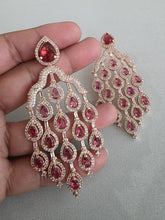 Ruby Rose Gold Diamond Earrings/CZ earrings/Statement Earrings/CZ Earrings/ Indian Jewelry/ Sabyasachi Earrings/ Indian earrings