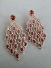 Ruby Rose Gold Diamond Earrings/CZ earrings/Statement Earrings/CZ Earrings/ Indian Jewelry/ Sabyasachi Earrings/ Indian earrings