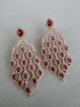Ruby Rose Gold Diamond Earrings/CZ earrings/Statement Earrings/CZ Earrings/ Indian Jewelry/ Sabyasachi Earrings/ Indian earrings