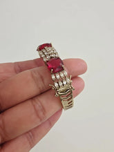 Ruby Victorian Dull Gold CZ American Diamond openable bracelet one size fit sizes 2.4 and 2.6, single Statement diamond bracelet