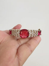 Ruby Victorian Dull Gold CZ American Diamond openable bracelet one size fit sizes 2.4 and 2.6, single Statement diamond bracelet