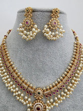 RubyGreen Antique Gold Necklace, South Indian Jewelry, Temple Jewelry, Guttapusalu Necklace, Kemp Jewelry, Wedding necklace, Gold Necklace