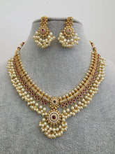 RubyGreen Antique Gold Necklace, South Indian Jewelry, Temple Jewelry, Guttapusalu Necklace, Kemp Jewelry, Wedding necklace, Gold Necklace