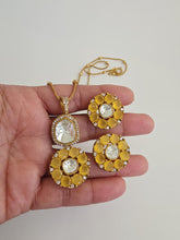 Yellow Moissanite Uncut Polki Kundan chain Pendant Necklace/Gold Long necklace/Mala/Indian wedding, Pendant necklace, Bollywood Gift for her