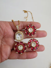 Ruby Moissanite Uncut Polki Kundan chain Pendant Necklace/Gold Long necklace/Mala/Indian wedding, Pendant necklace, Bollywood Gift for her