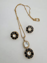 Black Moissanite Uncut Polki Kundan chain Pendant Necklace/Gold Long necklace/Mala/Indian wedding, Pearl necklace, Bollywood Gift for her