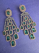 Rama Green Rose Black Plated American Diamond earrings/Pakistani,Bollywood Jewelry/CZ earrings/AD earrings/Statement earrings/Gift for her