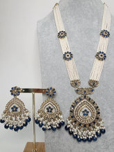 Blue Long Antique Polki Necklace/Indian Long Necklace/Pakistani Necklace\ Mala/Indian Jewelry/Punjabi Jewelry/Indian Wedding/Rani Haar