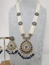 Blue Long Antique Polki Necklace/Indian Long Necklace/Pakistani Necklace\ Mala/Indian Jewelry/Punjabi Jewelry/Indian Wedding/Rani Haar