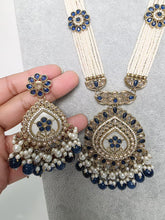 Blue Long Antique Polki Necklace/Indian Long Necklace/Pakistani Necklace\ Mala/Indian Jewelry/Punjabi Jewelry/Indian Wedding/Rani Haar