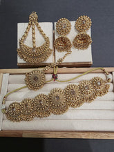 One Gram Antique Gold Choker Necklace/Punjabi necklace with Jhumka, Tikka, and Passa /Wedding necklace/Gold Necklace/Indian necklace
