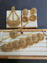 One Gram Antique Gold Choker Necklace/Punjabi necklace with Jhumka, Tikka, and Passa /Wedding necklace/Gold Necklace/Indian necklace