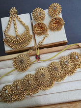 One Gram Antique Gold Choker Necklace/Punjabi necklace with Jhumka, Tikka, and Passa /Wedding necklace/Gold Necklace/Indian necklace