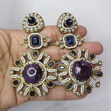 Sabyasachi-inspired Natural stones and CZ earrings, Victorian earrings, designer earrings, Sabhya Earrings, statement long earrings