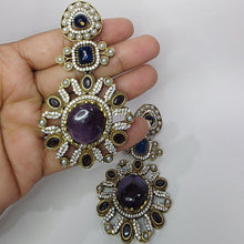 Sabyasachi-inspired Natural stones and CZ earrings, Victorian earrings, designer earrings, Sabhya Earrings, statement long earrings