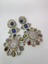 Sabyasachi-inspired Natural stones and CZ earrings, Victorian earrings, designer earrings, Sabhya Earrings, statement long earrings