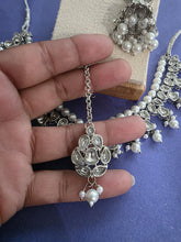 Silver Pearl Kundan necklace set/Statement necklace/Indian Jewelry/Pakistani Jewelry set/Wedding necklace/Bridal necklace