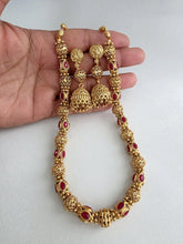 Ruby Antique Matar Mala Necklace With Gold Plating\ Antique Gold Long Necklace/Indian Necklace/South Indian Necklace/Long Necklace
