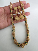 Green Antique Matar Mala Necklace With Gold Plating\ Antique Gold Long Necklace/Indian Necklace/South Indian Necklace/Long Necklace