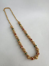Ruby Green Antique Matar Mala Necklace With Gold Plating\ Antique Gold Long Necklace/Indian Necklace/South Indian Necklace/Long Necklace