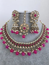 HotPink Shadow Stone Kundan Necklace Set/ Bollywood Jewelry/ Indian jewelry/ Pakistani necklace/Punjabi/bridal necklace/Indian wedding