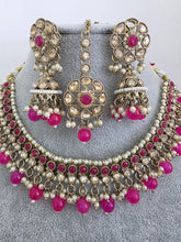 HotPink Shadow Stone Kundan Necklace Set/ Bollywood Jewelry/ Indian jewelry/ Pakistani necklace/Punjabi/bridal necklace/Indian wedding