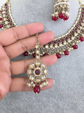 Maroon Red Shadow Stone Kundan Necklace Set/ Bollywood Jewelry/ Indian jewelry/ Pakistani necklace/Punjabi/bridal necklace/Indian wedding
