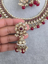 Maroon Red Shadow Stone Kundan Necklace Set/ Bollywood Jewelry/ Indian jewelry/ Pakistani necklace/Punjabi/bridal necklace/Indian wedding