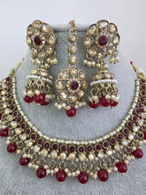 Maroon Red Shadow Stone Kundan Necklace Set/ Bollywood Jewelry/ Indian jewelry/ Pakistani necklace/Punjabi/bridal necklace/Indian wedding