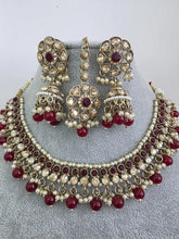 Maroon Red Shadow Stone Kundan Necklace Set/ Bollywood Jewelry/ Indian jewelry/ Pakistani necklace/Punjabi/bridal necklace/Indian wedding