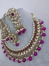 Purple Shadow Stone Kundan Necklace Set/ Bollywood Jewelry/ Indian jewelry/ Pakistani necklace/Punjabi/bridal necklace/Indian wedding