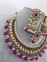 Purple Shadow Stone Kundan Necklace Set/ Bollywood Jewelry/ Indian jewelry/ Pakistani necklace/Punjabi/bridal necklace/Indian wedding