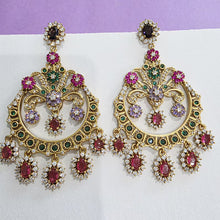 Sabyasachi-inspired CZ Syones earrings, Victorian earrings, designer earrings, Sabhya Earrings, statement long earrings, Wedding Jewelry