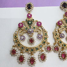 Sabyasachi-inspired CZ Syones earrings, Victorian earrings, designer earrings, Sabhya Earrings, statement long earrings, Wedding Jewelry