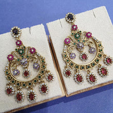 Sabyasachi-inspired CZ Syones earrings, Victorian earrings, designer earrings, Sabhya Earrings, statement long earrings, Wedding Jewelry