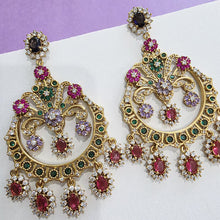 Sabyasachi-inspired CZ Syones earrings, Victorian earrings, designer earrings, Sabhya Earrings, statement long earrings, Wedding Jewelry