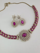 Ruby Victorian CZ American Diamond Hasli Necklace/CZ Pota Stones Necklace/Elegant/Unique Jewelry/Indian/Pakistani/Bollywood/Indian Wedding