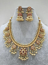 Ruby Antique Gold Lotus Necklace/Gold Necklace/Indian Choker/South Indian Necklace/One Gram Gold /Temple Jewelry/South Indian jewelry