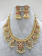Ruby Antique Gold Lotus Necklace/Gold Necklace/Indian Choker/South Indian Necklace/One Gram Gold /Temple Jewelry/South Indian jewelry